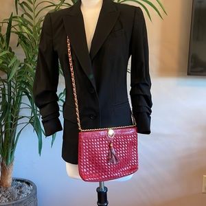 Cross body red leather bag